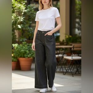 Vigoss Women’s Wide Leg Trouser Jeans Dark Blue Rinse High-Waist Size 12/31 NWT